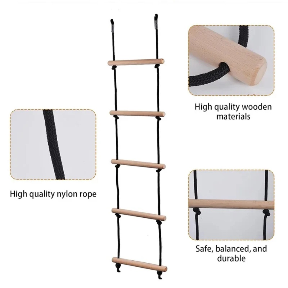 Kids Outdoor Swing - Anak-anak Memanjat Tangga Tali, Ayunan Kayu,