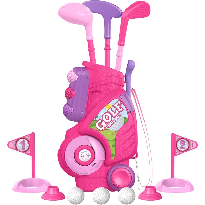Kids Indoor Outdoor Cart - Set klub Golf anak balita, troli