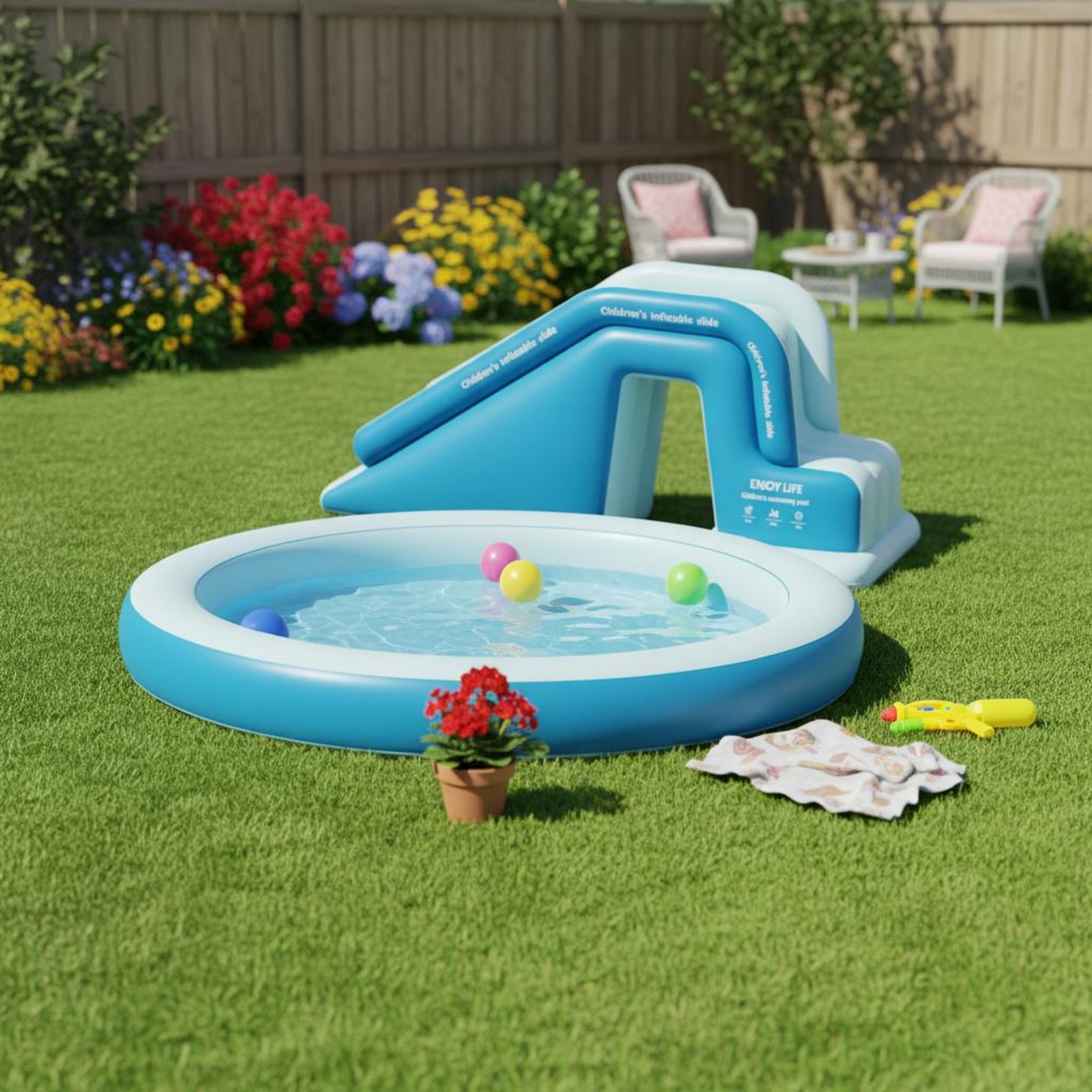 Perosotan Kolam Tiup Lipat, Ta - Kids Outdoor Water Toys ulasan dan harga