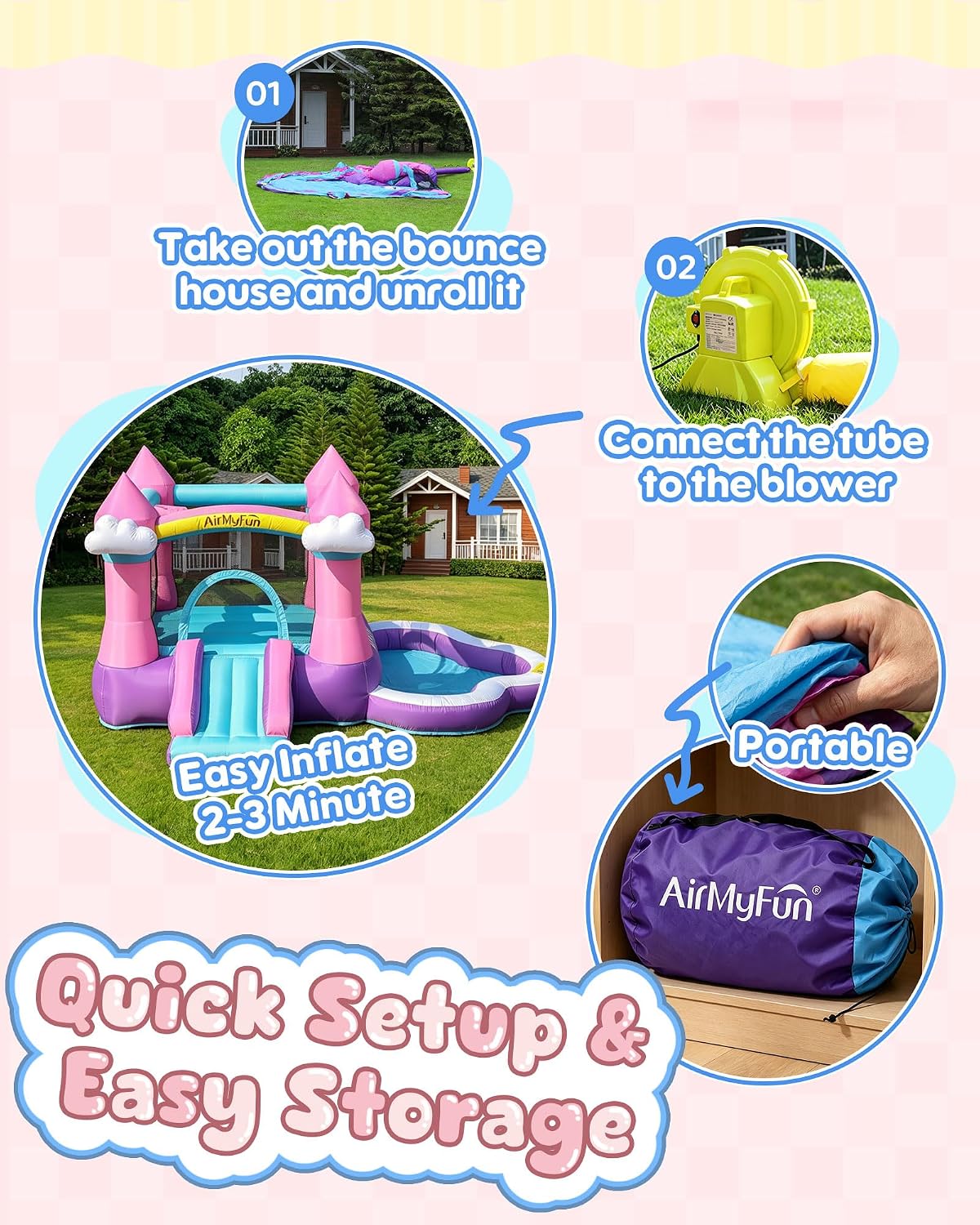 Rumah Loncat Tiup Warna Pink u - Kids Outdoor Water ulasan dan harga