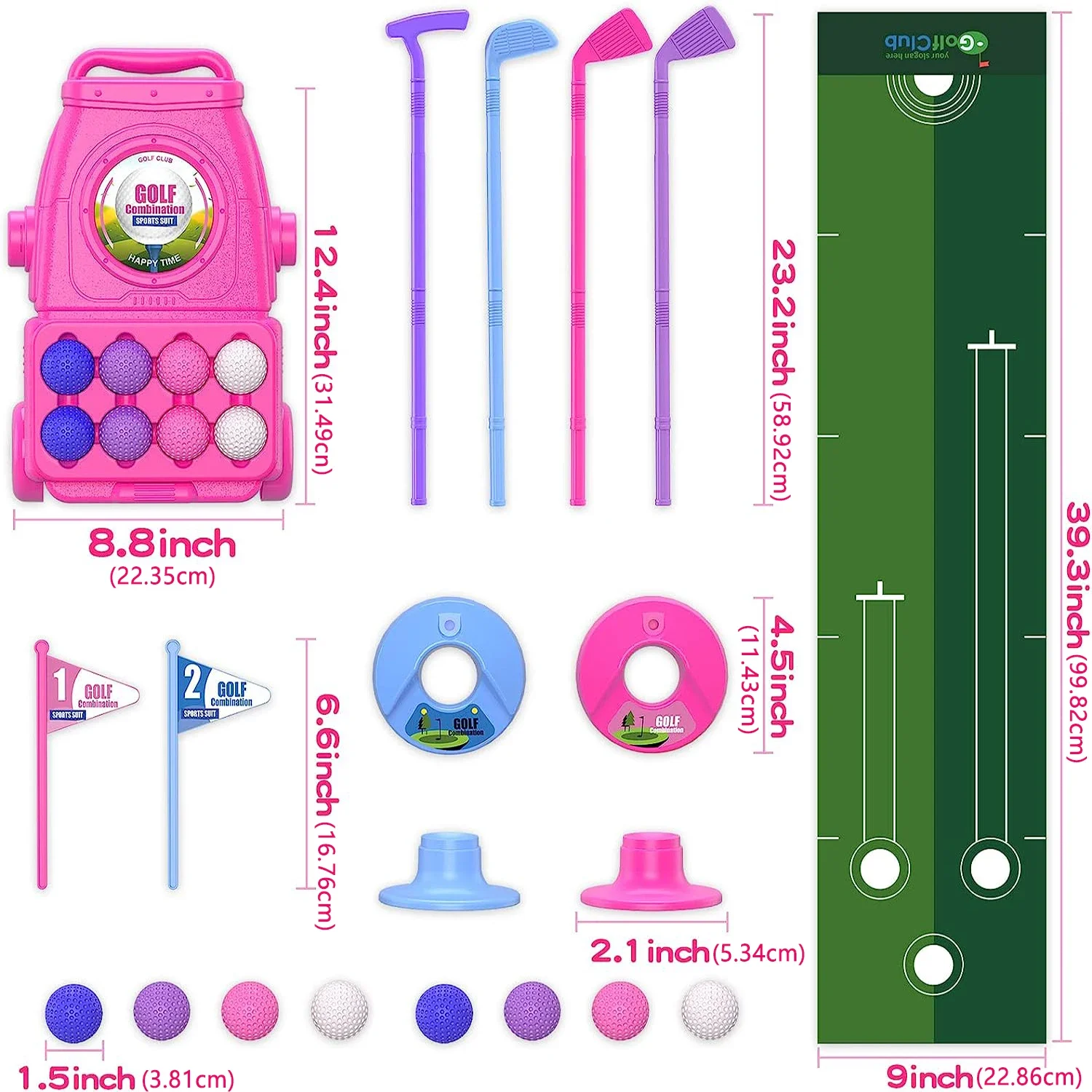 Set Klub Golf Anak Warna Pink  - Kids Indoor Outdoor Cart ulasan dan harga