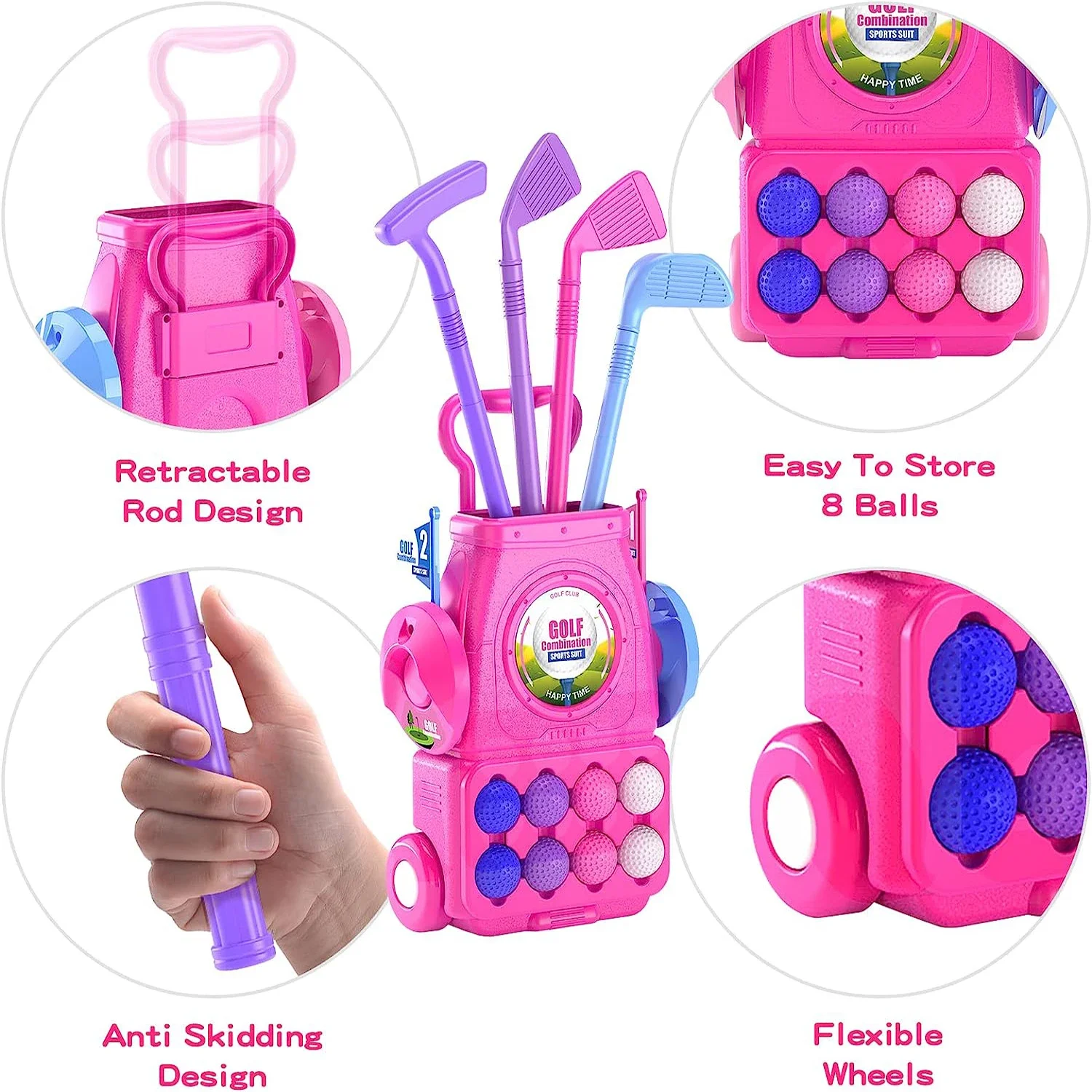 Set Klub Golf Anak Warna Pink  - Kids Indoor Outdoor Cart ulasan dan harga