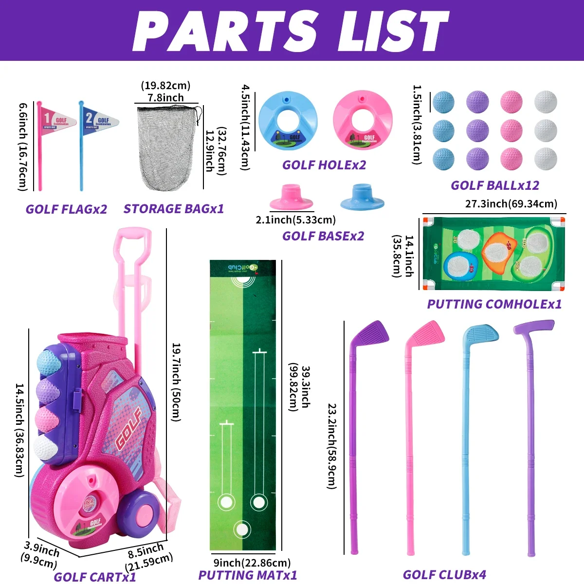 Set Klub Golf Anak MQUDUO deng - Kids Indoor Outdoor Cart ulasan dan harga
